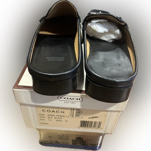 Coach Black Mules with Silver Accent Buckle sz 7 - Picture 5 of 6